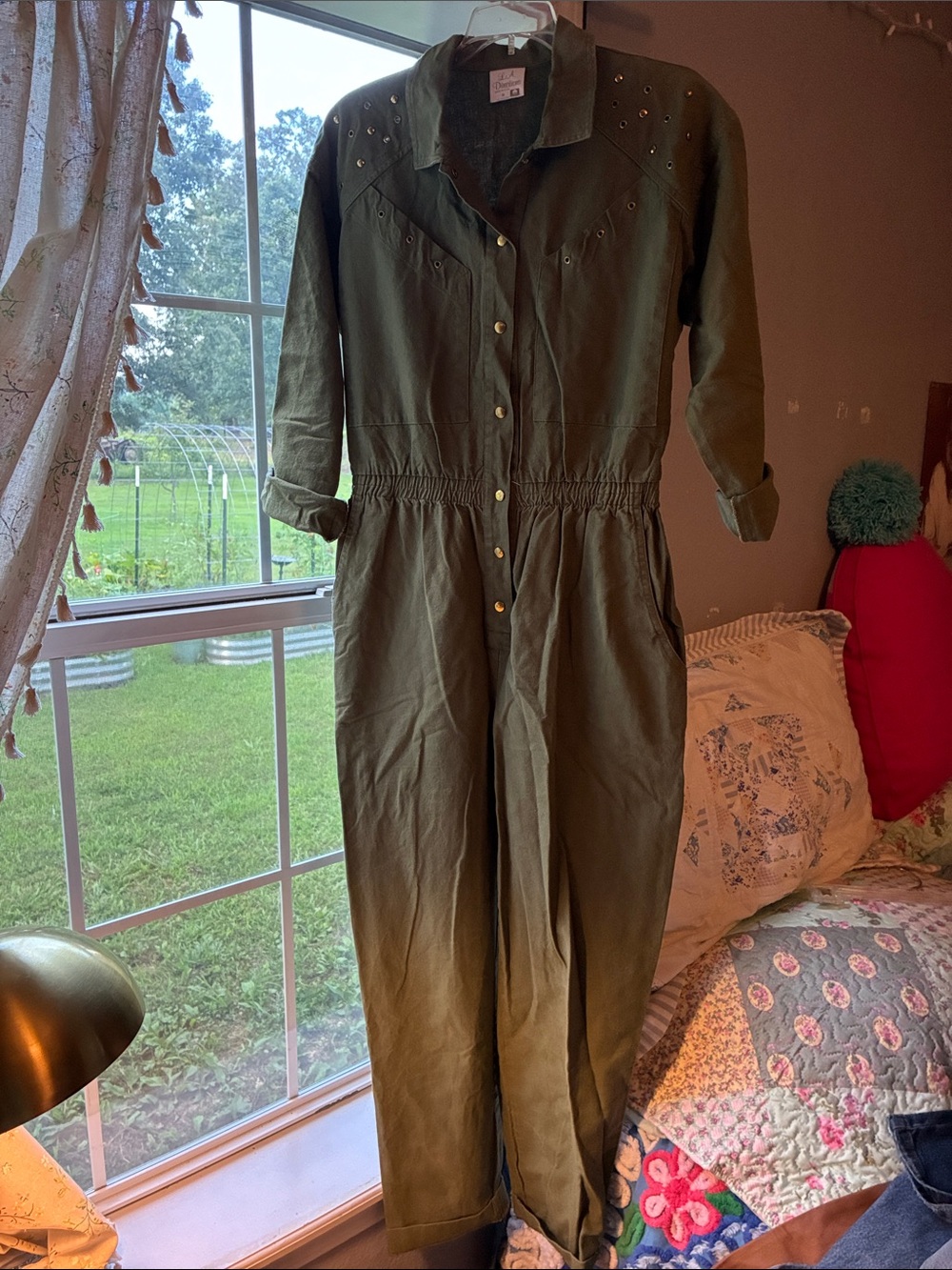 Vintage 80’s Olive Green Jumpsuit by L.A Directions Made in USA 100% Cotton